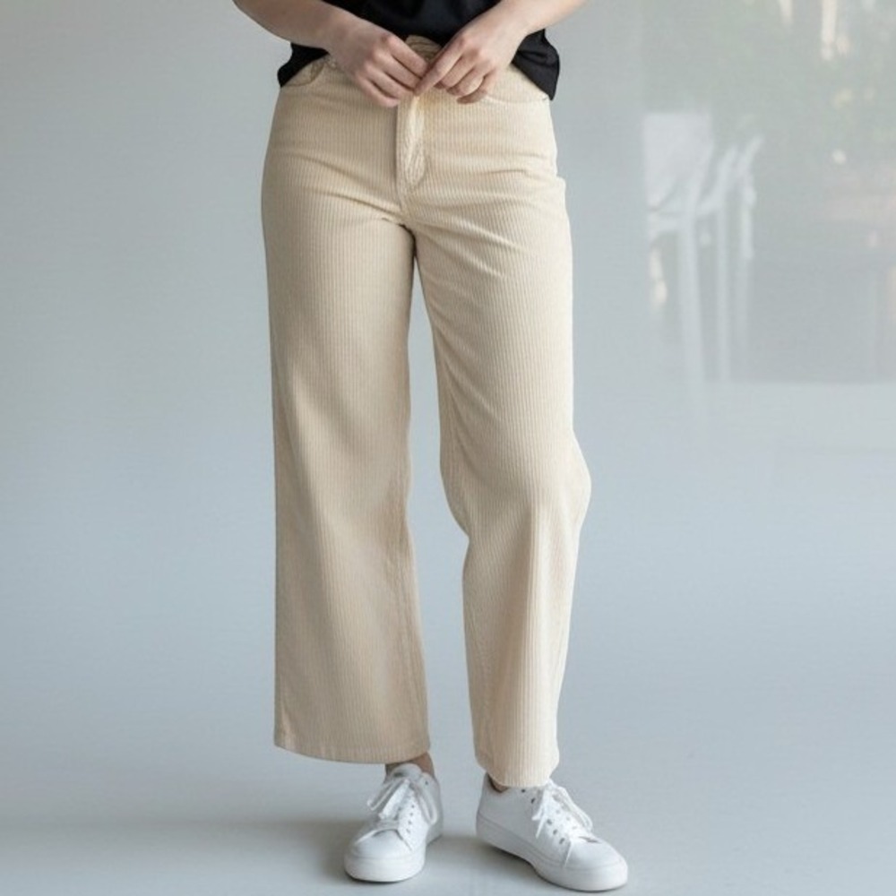 Altar'd State Corduroy Pants Womens 30 Cream Wide Leg High Rise Boho 97305-COTF